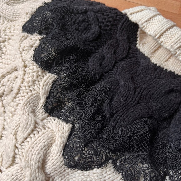 Zara Black / Cream cropped chunky cable knit turtleneck Sweater - Picture 9 of 9